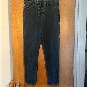 Hudson Jeans Charcoal Lace-Up Denim